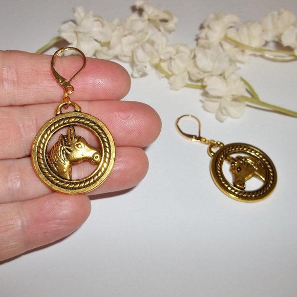Gold Horse Earrings Jewelry Gift Set Woman Country Western Ranch Gift NWT C066 - Picture 6 of 9